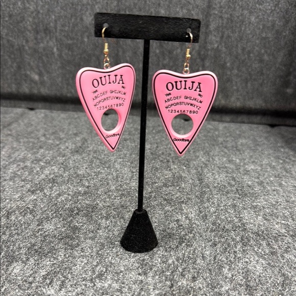 Mystical Pink and Black Planchette Earrings - Picture 1 of 3